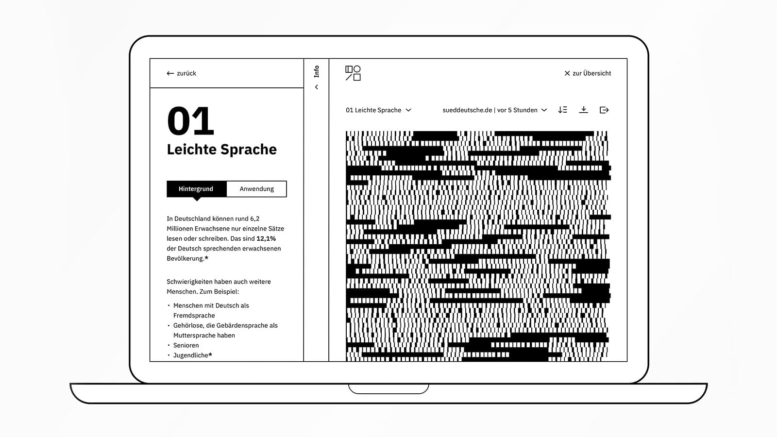 Screendesign der Anwendung